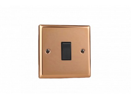 Designový vypínač Kolébkový vypínač ROCKER - 1-modulový křížový (č.7) 10A 1-pólový KLASICKÉ - leštěná měď / černá kolébka, XY1B.CU