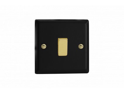 Designový vypínač Kolébkový vypínač ROCKER - 1-modulový křížový (č.7) 10A 1-pólový KLASICKÉ - matně černá / leštěná mosaz, XY1V.MB