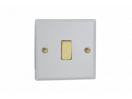 Designový vypínač Kolébkový vypínač ROCKER - 1-modulový křížový (č.7) 10A 1-pólový KLASICKÉ - matně bílá / leštěná mosaz, XY1V.MW