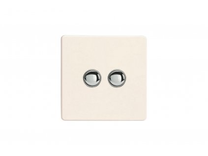 Designový vypínač Tlačítkový vypínač IMPULSE - 2-modulový jednosměrný (č.1) 6A 1-pólový momentový BEZŠROUBKOVÉ - matně bílá / chrom tlačítko, momentary XEYP2S.MW screwless matt white