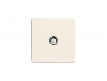 Designový vypínač Tlačítkový vypínač IMPULSE - 1-modulový schodišťový (č.6); jednosměrný (č.1) 6A 1-pólový BEZŠROUBKOVÉ - matně bílá / chrom tlačítko, momentary_XEYP1S.MW_screwless_matt-white