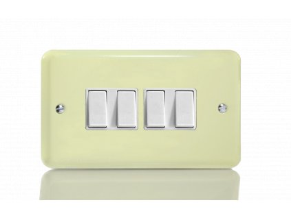 Designový vypínač Kolébkový vypínač ROCKER - 4-modulový schodišťový (č.6); jednosměrný (č.1) 10A 1-pólový KLASICKÉ - bílá čokoláda / bílé kolébky, XY9W.WC