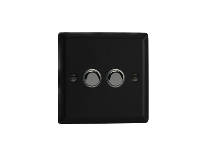 Designový vypínač Tlačítkový vypínač IMPULSE - 2-modulový jednosměrný (č.1) 6A 1-pólový momentový KLASICKÉ - matně černá / černé (lesklé) iridium, XYP2.MB