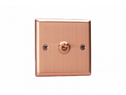 Designový vypínaè Páèkový vypínaè TOGGLE - 1-modulový schodiový (è.6); jednosmìrný (è.1) 10A 1-pólový KLASICKÉ - kartáèovaná mìï / mìdìná páèka, XYT1.BC