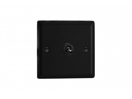 Designový vypínač Páčkový vypínač TOGGLE - 1-modulový schodišťový (č.6); jednosměrný (č.1) 10A 1-pólový KLASICKÉ - matně černá / černé (lesklé) iridium, XYT1.MB