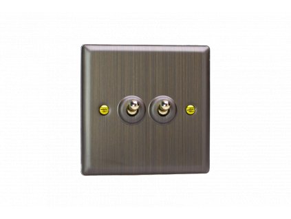 Designový vypínaè Páèkový vypínaè TOGGLE - 2-modulový schodiový (è.6); jednosmìrný (è.1) 10A 1-pólový KLASICKÉ - staroitná mosaz / mosaz, XYT2.AB