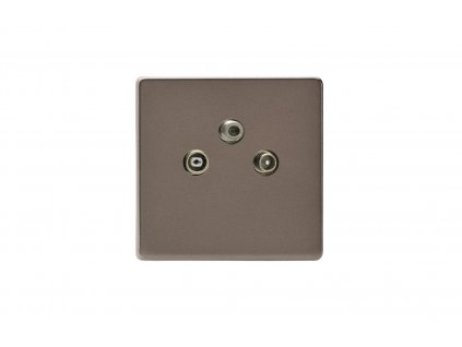 Designová zásuvka Mutimediální zásuvka MEDIA SOCKET - 3-modulový TV/Radio BEZROUBKOVÉ - cínová, socket_XER3RTVS_screwless_pewter
