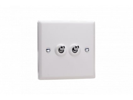 Designový vypínač Páčkový vypínač TOGGLE - 2-modulový křížový (č.7) 10A 1-pólový KLASICKÉ - křída bílá / chrom, XYT2.CW