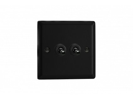 Designový vypínač Páčkový vypínač TOGGLE - 2-modulový křížový (č.7) 10A 1-pólový KLASICKÉ - matně černá / černé (lesklé) iridium, XYT2.MB