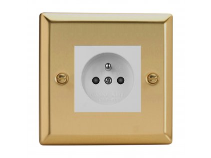 Klasický - Leštěná mosaz 1-Síťová zásuvka MAINS SOCKET - PIN CZ modul 16A do rámečků DataGrid (2 místa) - černá (Barva vnitřku Bílá, Verze Česká)