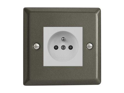 Klasický - Grafit 21 1-Síťová zásuvka MAINS SOCKET - PIN CZ modul 16A do rámečků DataGrid (2 místa) - černá (Barva vnitřku Bílá, Verze Česká)