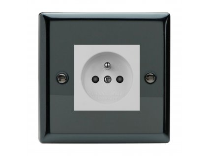 Klasický - Černé (lesklé) Iridium 1-Síťová zásuvka MAINS SOCKET - PIN CZ modul 16A do rámečků DataGrid (2 místa) - černá (Barva vnitřku Bílá, Verze Česká)