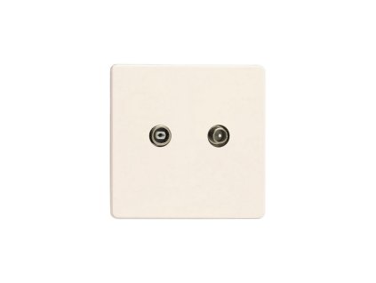 Designová zásuvka Mutimediální zásuvka MEDIA SOCKET - 2-modulový TV/Radio BEZROUBKOVÉ - matnì bílá, socket_XEY2RTVS.MW_screwless_matt-white