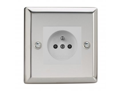 Klasický - leštěný chrom 1 - Síťová zásuvka MAINS SOCKET - PIN CZ modul 16A do rámečků DataGrid (2 místa) - černá (Barva vnitřku Bílá, Verze Česká)