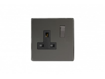 Designová zásuvka Síťová zásuvka MAINS SOCKET - Bezšroubkový - 1-modulový - černé (lesklé) iridium, Síťová zásuvka MAINS SOCKET - Bezšroubkový - 1-modulový - černé (lesklé) iridium