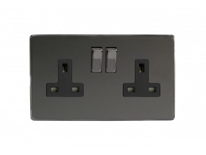 Designová zásuvka Síťová zásuvka MAINS SOCKET - Bezšroubkový - 2-modulový - černé (lesklé) iridium, Síťová zásuvka MAINS SOCKET - Bezšroubkový - 2-modulový - černé (lesklé) iridium