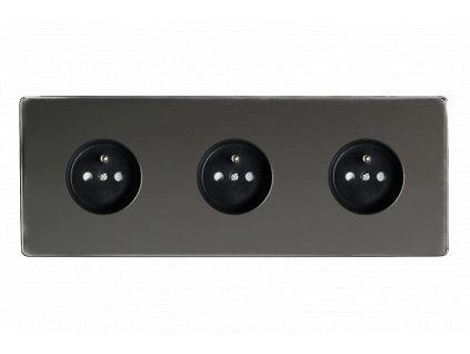 Designová zásuvka Síťová zásuvka MAINS SOCKET - Bezšroubkový - 3-modulový - černé (lesklé) iridium, Síťová zásuvka MAINS SOCKET - Bezšroubkový - 3-modulový - černé (lesklé) iridium