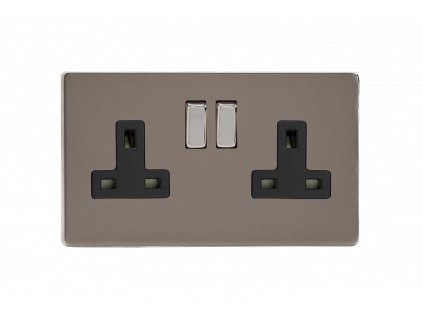 Designová zásuvka Síťová zásuvka MAINS SOCKET - Bezšroubkový - 2-modulový - cínová, Síťová zásuvka MAINS SOCKET - Bezšroubkový - 2-modulový - cínová