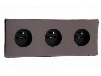 Designová zásuvka Síťová zásuvka MAINS SOCKET - Bezšroubkový - 3-modulový - cínová, Síťová zásuvka MAINS SOCKET - Bezšroubkový - 3-modulový - cínová