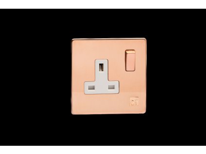 Designová zásuvka Síťová zásuvka MAINS SOCKET - Bezšroubkový - 1-modulový - cu29 surová měď, Síťová zásuvka MAINS SOCKET - Bezšroubkový - 1-modulový - cu29 surová měď