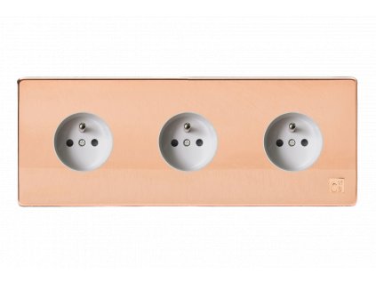 Designová zásuvka Síťová zásuvka MAINS SOCKET - Bezšroubkový - 3-modulový - cu29 surová měď, Síťová zásuvka MAINS SOCKET - Bezšroubkový - 3-modulový - cu29 surová měď