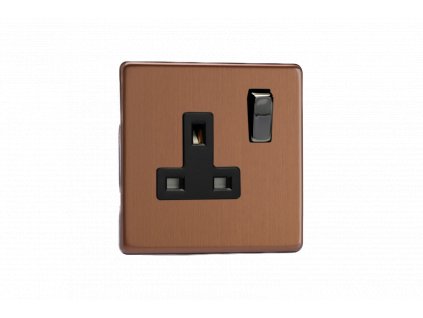 Designová zásuvka Síťová zásuvka MAINS SOCKET - Bezšroubkový - 1-modulový - kartáčovaný bronz, NOIMG