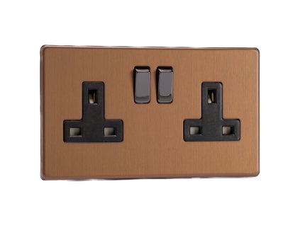 Designová zásuvka Síťová zásuvka MAINS SOCKET - Bezšroubkový - 2-modulový - kartáčovaný bronz, NOIMG
