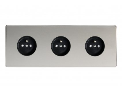 Designová zásuvka Síťová zásuvka MAINS SOCKET - Bezšroubkový - 3-modulový - leštěný chrom, Síťová zásuvka MAINS SOCKET - Bezšroubkový - 3-modulový - leštěný chrom