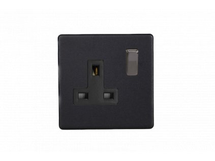 Designová zásuvka Síťová zásuvka MAINS SOCKET - Bezšroubkový - 1-modulový - matně černá, Síťová zásuvka MAINS SOCKET - Bezšroubkový - 1-modulový - matně černá