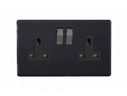Designová zásuvka Síťová zásuvka MAINS SOCKET - Bezšroubkový - 2-modulový - matně černá, Síťová zásuvka MAINS SOCKET - Bezšroubkový - 2-modulový - matně černá