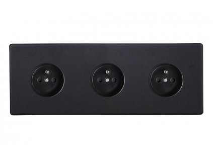 Designová zásuvka Síťová zásuvka MAINS SOCKET - Bezšroubkový - 3-modulový - matně černá, Síťová zásuvka MAINS SOCKET - Bezšroubkový - 3-modulový - matně černá