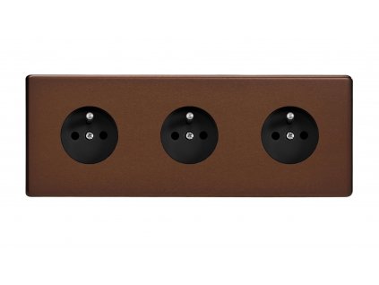 Designová zásuvka Síťová zásuvka MAINS SOCKET - Bezšroubkový - 3-modulový - moka, Síťová zásuvka MAINS SOCKET - Bezšroubkový - 3-modulový - moka
