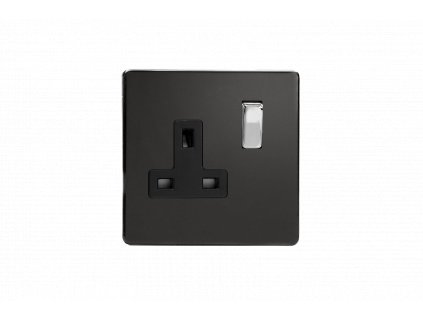 Designová zásuvka Síťová zásuvka MAINS SOCKET - Bezšroubkový - 1-modulový - prémiová černá, XDL4BS