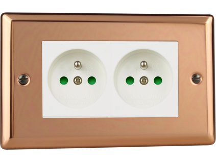 Designová zásuvka Síťová zásuvka MAINS SOCKET - Klasický - 2-modulový / USB - leštená měď, Síťová zásuvka MAINS SOCKET - Klasický - 2-modulový / USB - leštená měď