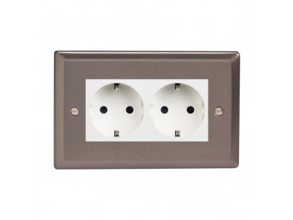 Klasický - Cín 2-Síťová zásuvka MAINS SOCKET - PIN CZ modul 16A do rámečků DataGrid (2 místa) - černá