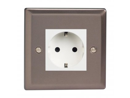 Klasický - Cín 1-Síťová zásuvka MAINS SOCKET - PIN CZ modul 16A do rámečků DataGrid (2 místa) - černá (Barva vnitřku Bílá, Verze Německá)