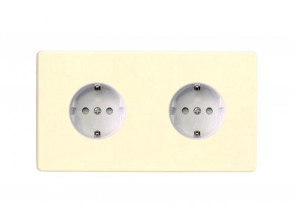 Designová zásuvka Síťová zásuvka MAINS SOCKET - Bezšroubkový - 2-modulový - bílá čokoláda, Síťová zásuvka MAINS SOCKET - Bezšroubkový - 2-modulový - bílá čokoláda