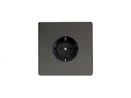 Designová zásuvka Síťová zásuvka MAINS SOCKET - Bezšroubkový - 1-modulový - černé (lesklé) iridium, Síťová zásuvka MAINS SOCKET - Bezšroubkový - 1-modulový - černé (lesklé) iridium