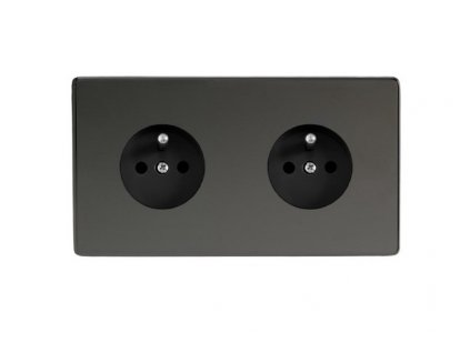 Designová zásuvka Síťová zásuvka MAINS SOCKET - Bezšroubkový - 2-modulový - černé (lesklé) iridium, Síťová zásuvka MAINS SOCKET - Bezšroubkový - 2-modulový - černé (lesklé) iridium