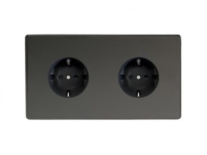 Síťová zásuvka MAINS SOCKET - Bezšroubkový - 2-modulový - černé (lesklé) iridium