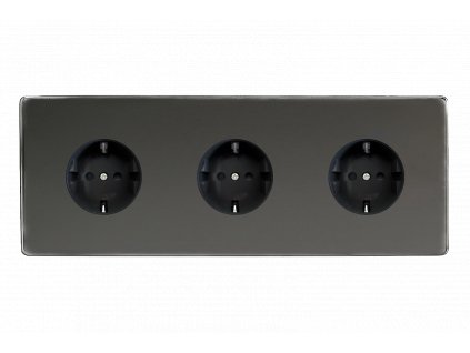 Designová zásuvka Síťová zásuvka MAINS SOCKET - Bezšroubkový - 3-modulový - černé (lesklé) iridium, Síťová zásuvka MAINS SOCKET - Bezšroubkový - 3-modulový - černé (lesklé) iridium