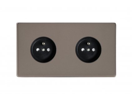 Designová zásuvka Síťová zásuvka MAINS SOCKET - Bezšroubkový - 2-modulový - cínová, Síťová zásuvka MAINS SOCKET - Bezšroubkový - 2-modulový - cínová