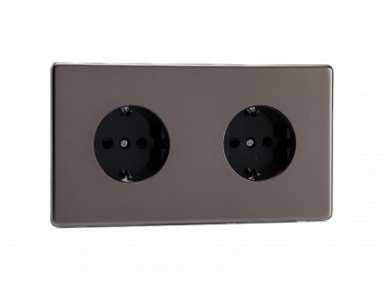 Designová zásuvka Síťová zásuvka MAINS SOCKET - Bezšroubkový - 2-modulový - cínová, Síťová zásuvka MAINS SOCKET - Bezšroubkový - 2-modulový - cínová