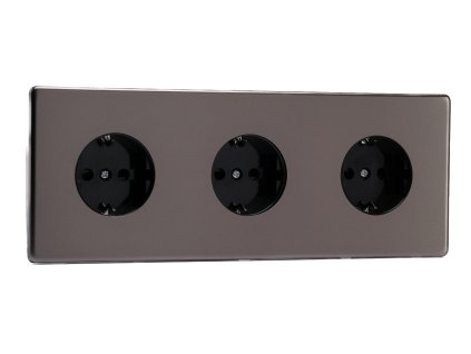 Designová zásuvka Síťová zásuvka MAINS SOCKET - Bezšroubkový - 3-modulový - cínová, Síťová zásuvka MAINS SOCKET - Bezšroubkový - 3-modulový - cínová