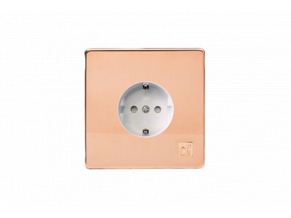 Designová zásuvka Síťová zásuvka MAINS SOCKET - Bezšroubkový - 1-modulový - cu29 surová měď, Síťová zásuvka MAINS SOCKET - Bezšroubkový - 1-modulový - cu29 surová měď