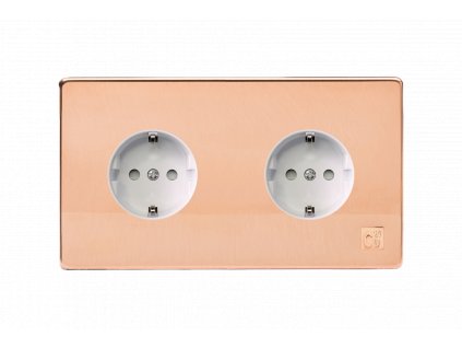 Designová zásuvka Síťová zásuvka MAINS SOCKET - Bezšroubkový - 2-modulový - cu29 surová měď, Síťová zásuvka MAINS SOCKET - Bezšroubkový - 2-modulový - cu29 surová měď