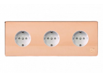Designová zásuvka Síťová zásuvka MAINS SOCKET - Bezšroubkový - 3-modulový - cu29 surová měď, Síťová zásuvka MAINS SOCKET - Bezšroubkový - 3-modulový - cu29 surová měď