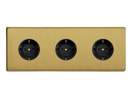 Designová zásuvka Síťová zásuvka MAINS SOCKET - Bezšroubkový - 3-modulový - kartáčovaná mosaz, Síťová zásuvka MAINS SOCKET - Bezšroubkový - 3-modulový - kartáčovaná mosaz