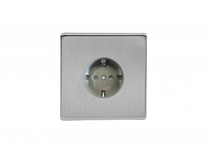 Designová zásuvka Síťová zásuvka MAINS SOCKET - Bezšroubkový - 1-modulový - kartáčovaná ocel, Síťová zásuvka MAINS SOCKET - Bezšroubkový - 1-modulový - kartáčovaná ocel