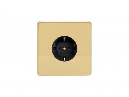 Designová zásuvka Síťová zásuvka MAINS SOCKET - Bezšroubkový - 1-modulový - leštěná mosaz, Síťová zásuvka MAINS SOCKET - Bezšroubkový - 1-modulový - leštěná mosaz